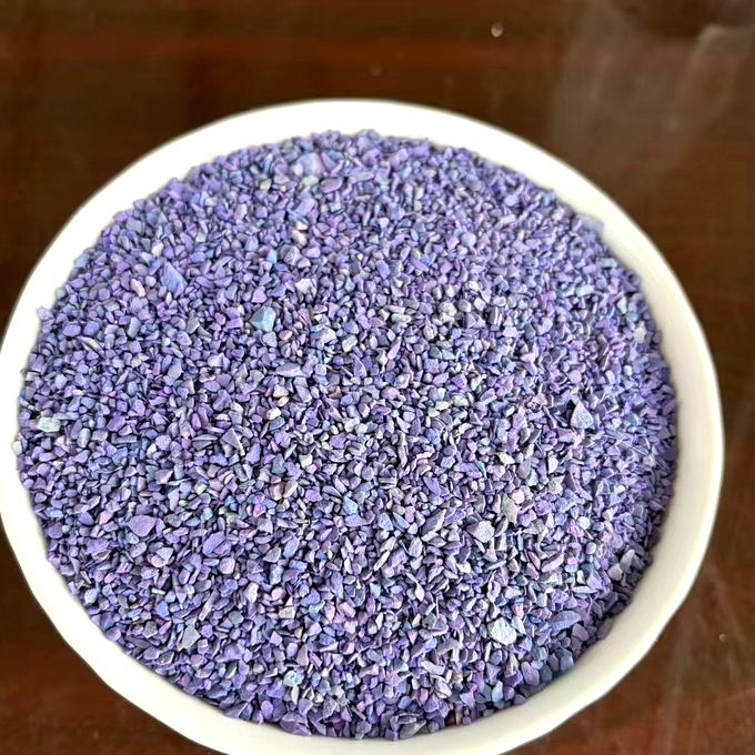 Lavender colored mineral litter